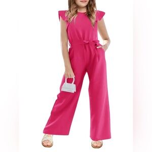 Kids Wide Leg Elegant Pink Jumpsuit